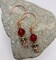 Siam Ruby Red Earrings, Matte Ruby Red Etched in Gold Bead Earrings, Siam Ruby with Small Copper Hoop Earrings, Ruby and Green Bead Earrings product 5